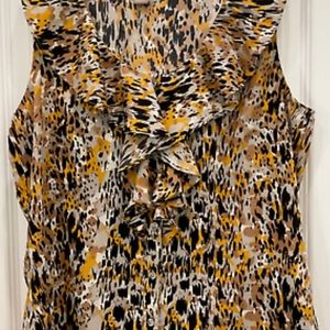 Banana republic women's button up blouse Sz small brown/black animal print